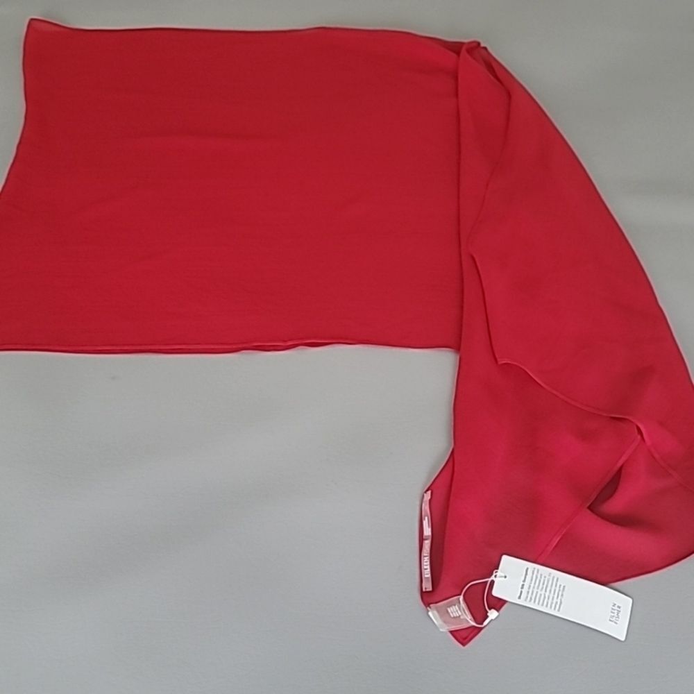 Eileen Fisher Sheer Silk Georgette Wrap In Scarlet One Size - Picture 8 of 11